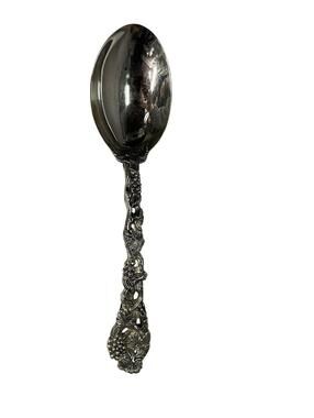 Godinger Silver Plated Serving Spoon Silver Baroque Grapes Floral Handle 11in